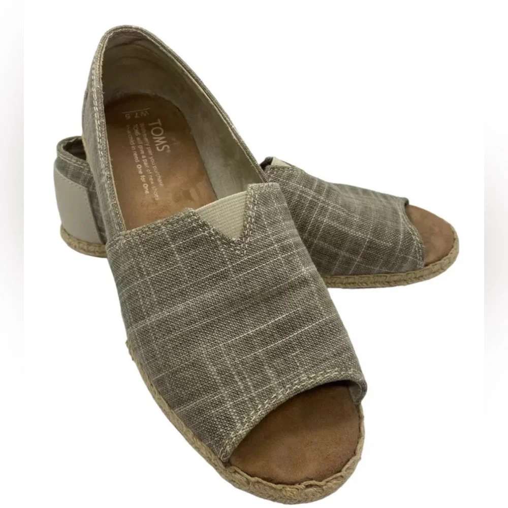 TOMS Women’s Alpargata Flats Open Toe Natural Metallic Beige Size W5